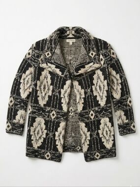 Lucky Brand Sweater Jacket with a black and silver/grey pattern.